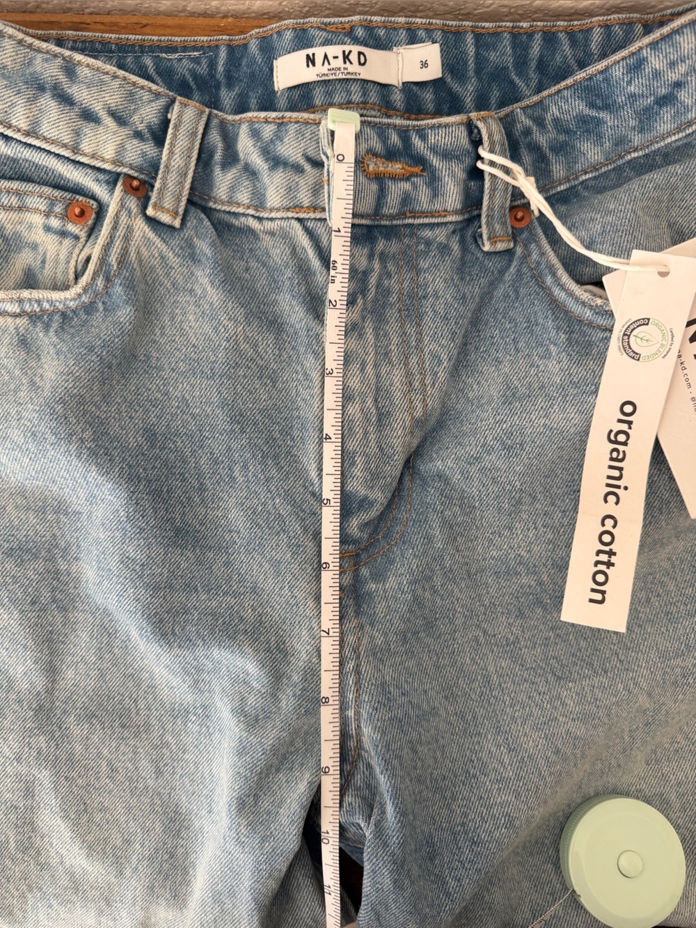 NWT Na-Kd Straight Mid Waist Jeans Mid Blue Size EU36 or US6 Organic Cotton - Picture 8 of 10